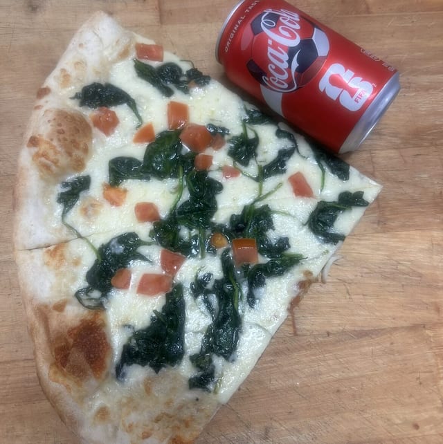 Two Gourmet Pizza Slices & Soda Special Lunch.