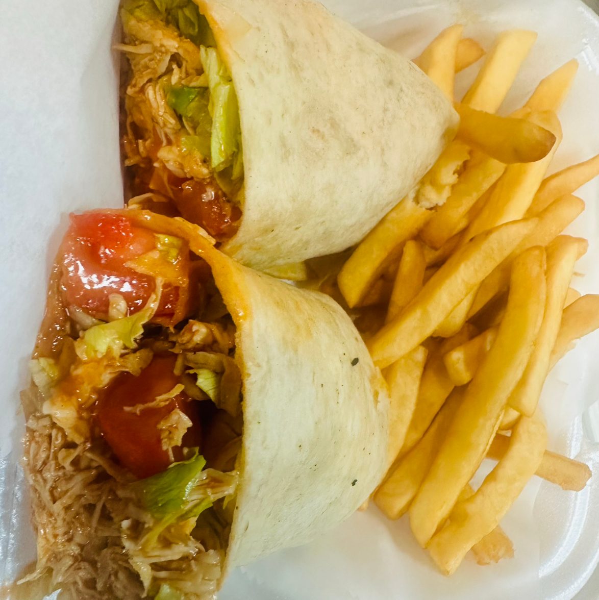 Buffalo Chicken Cheesesteak Wrap.