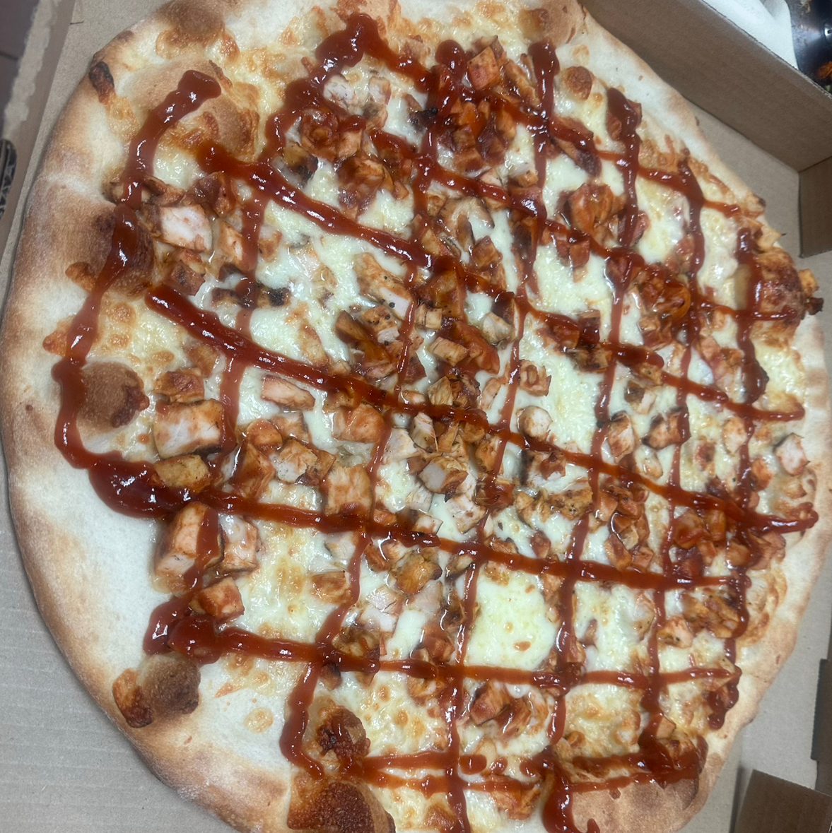 Chicken Bacon BBQ Sauce Pan Pizza.