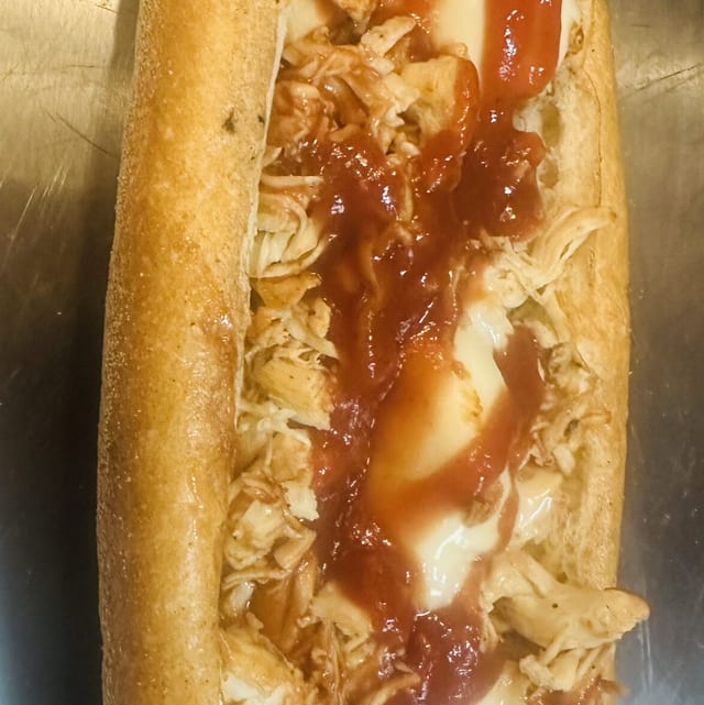 BBQ Chicken Cheesesteak Sandwich.
